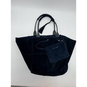 CHLOE + ISABEL Suede Leather Dark Blue Slouchy Tote Bag Tassel Detachable Wallet